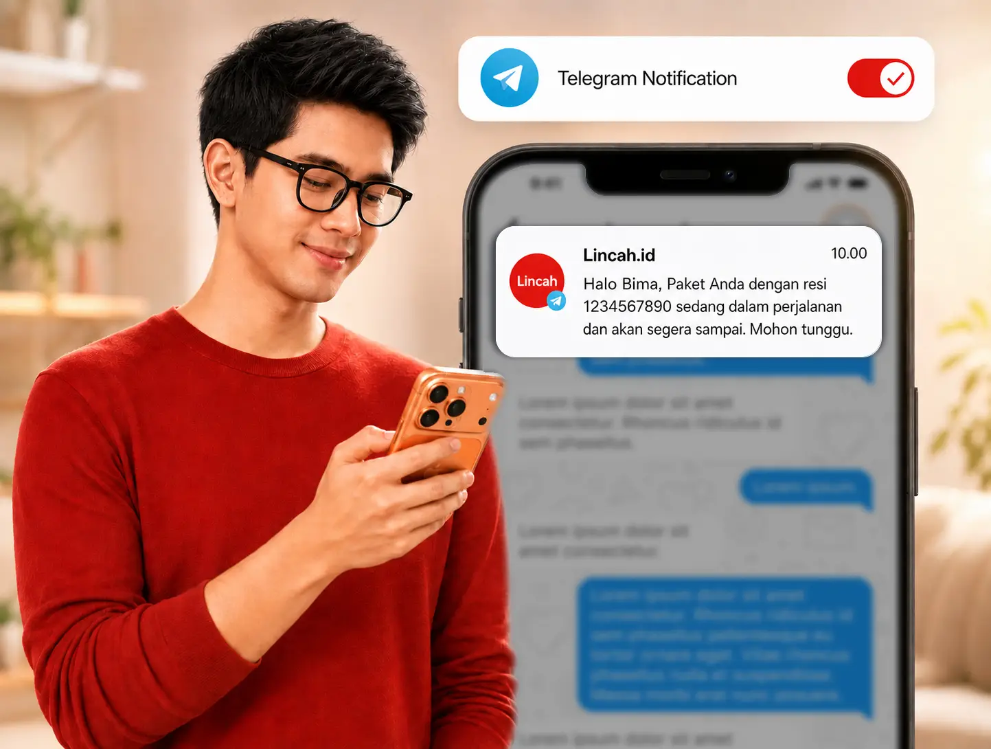 Notifikasi Telegram Lincah ketika ada kendala