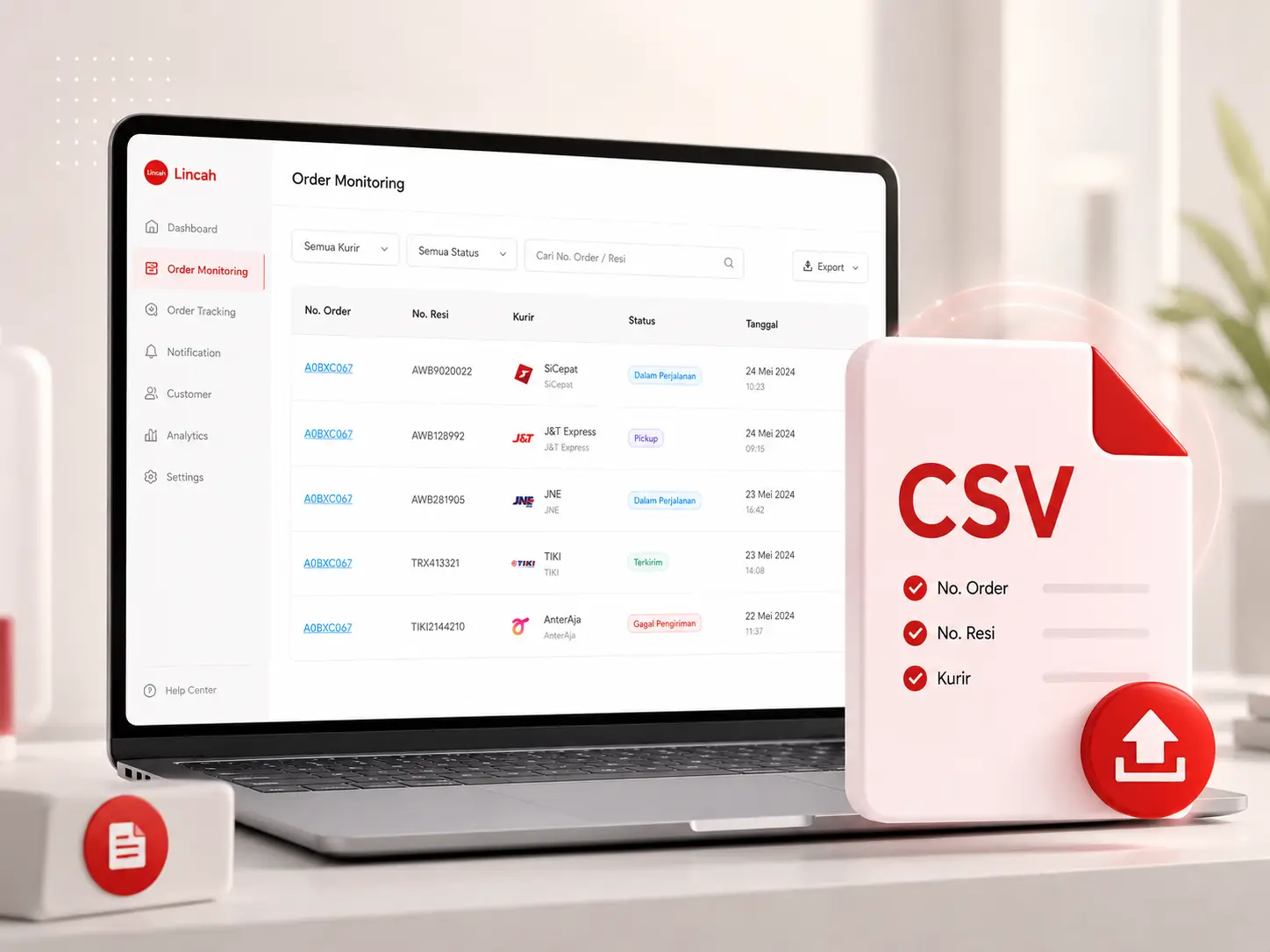 Upload order Lincah lintas platform